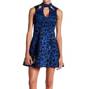 Cutout Velvet Embroidered Scuba Skater Dress